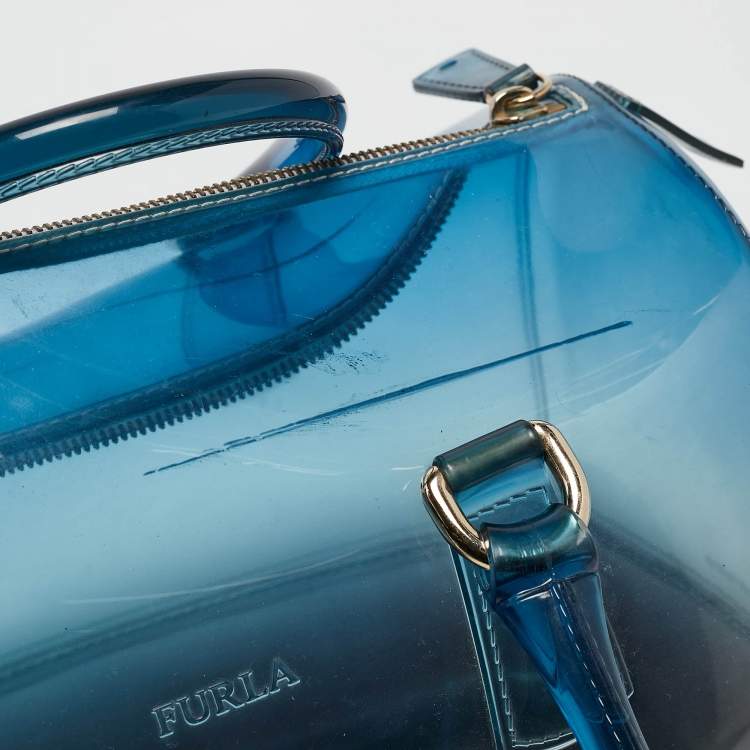 Pre Owned Furla Ombre Blue Rubber Candy Satchel