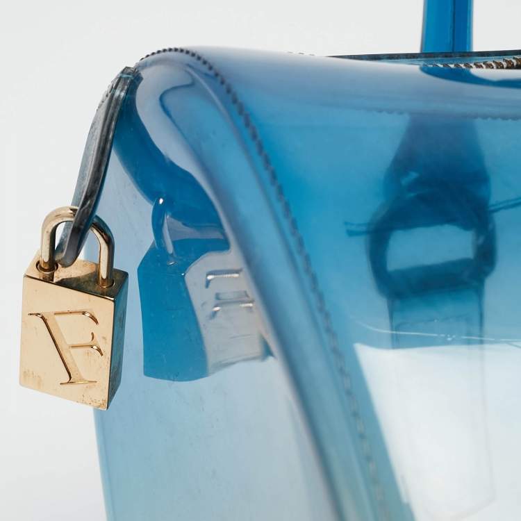 Pre Owned Furla Ombre Blue Rubber Candy Satchel
