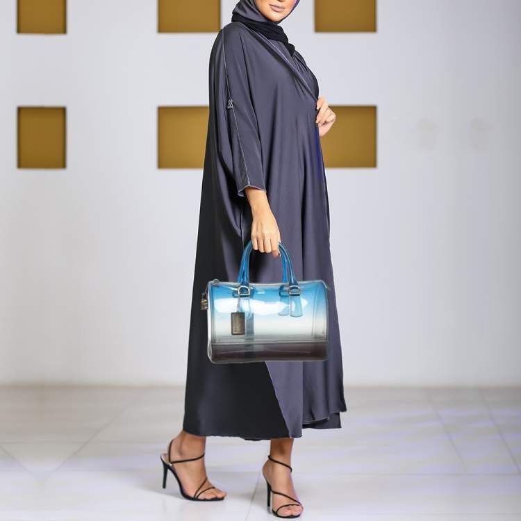 Pre Owned Furla Ombre Blue Rubber Candy Satchel