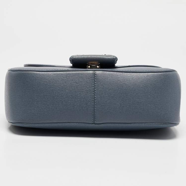 Pre Owned Furla Light Blue Leather Top Handle Bag