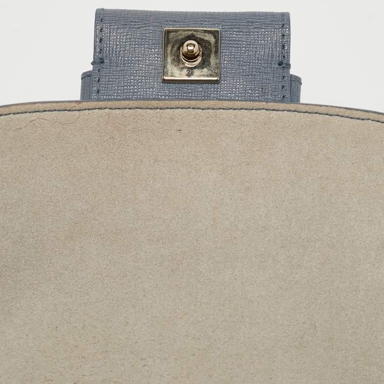 Pre Owned Furla Light Blue Leather Top Handle Bag