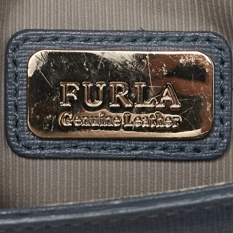 Pre Owned Furla Light Blue Leather Top Handle Bag