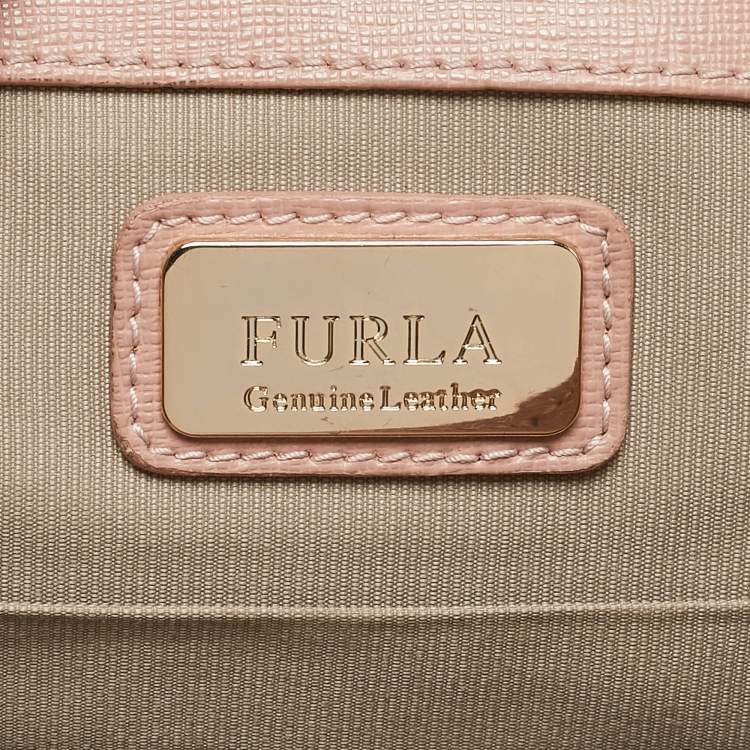 Pre Owned Furla Pale Pink Saffiano Leather Metropolis Flap Top Handle Bag