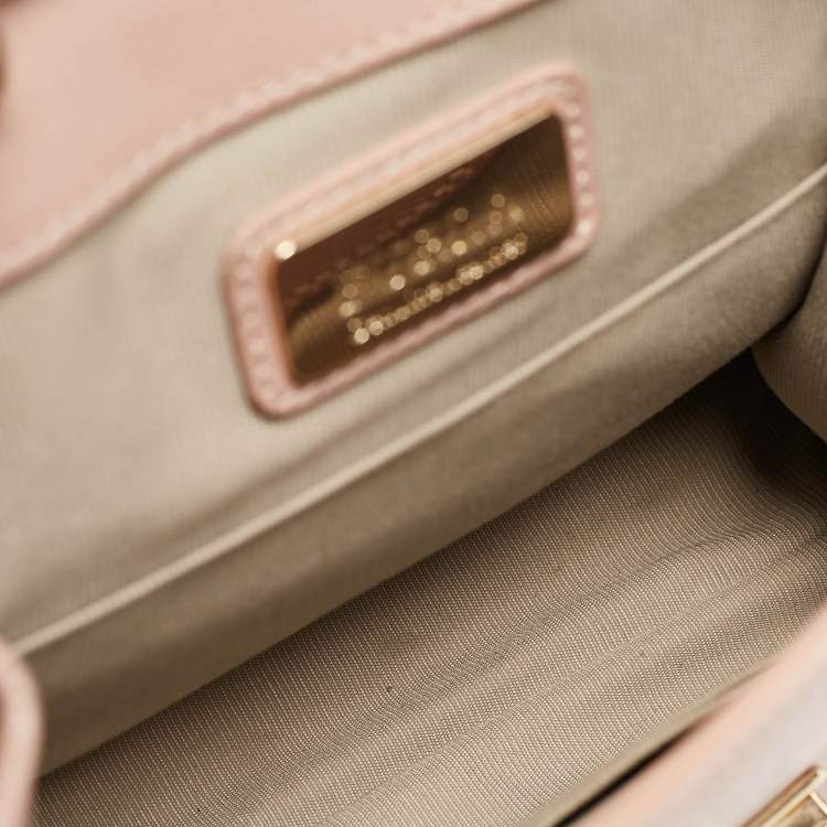 Pre Owned Furla Pale Pink Saffiano Leather Metropolis Flap Top Handle Bag
