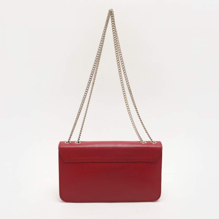 Pre Owned Furla Red Leather Metropolis Chain Shoulder Bag