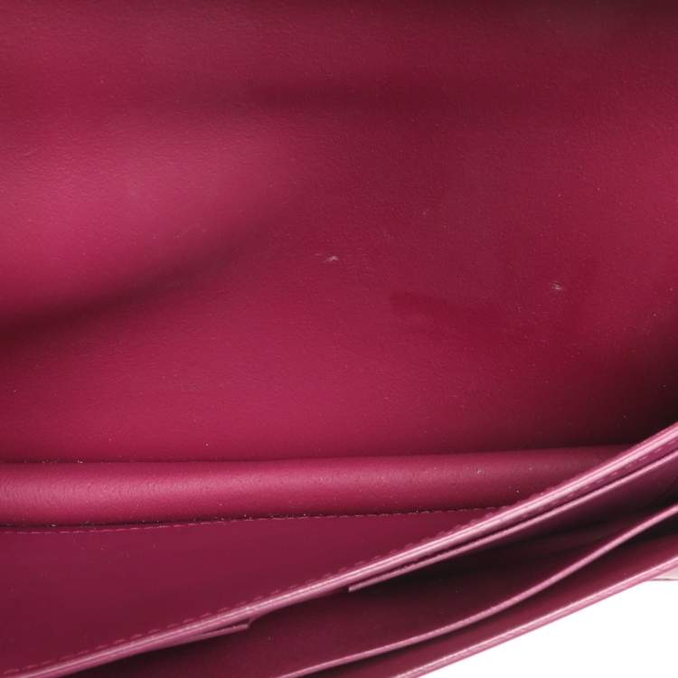 Pre Owned Furla Magenta Leather Embellished Flap Shoulder Bag