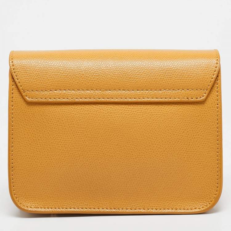 Pre Owned Furla Yellow Leather Mini Metropolis Chain Crossbody Bag
