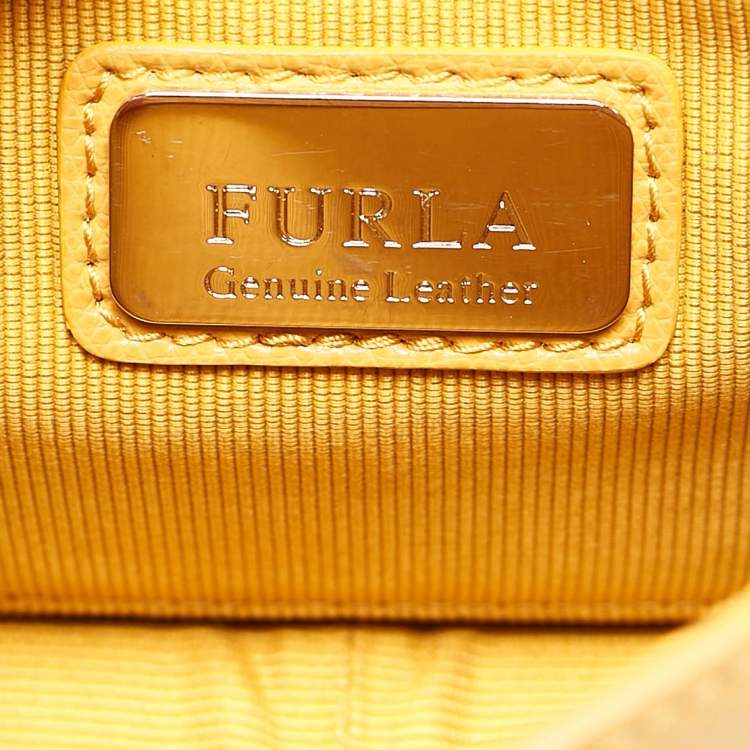 Pre Owned Furla Yellow Leather Mini Metropolis Chain Crossbody Bag