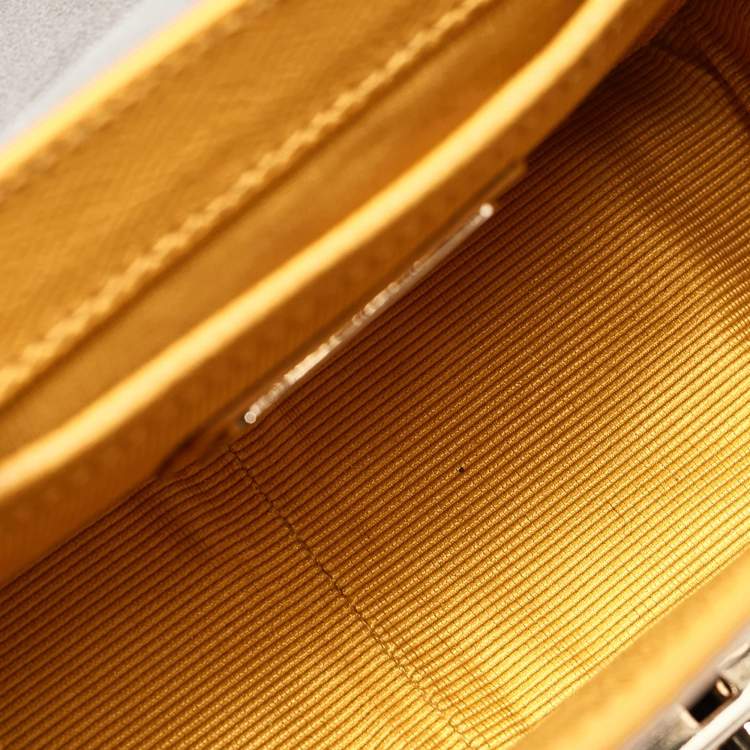 Pre Owned Furla Yellow Leather Mini Metropolis Chain Crossbody Bag