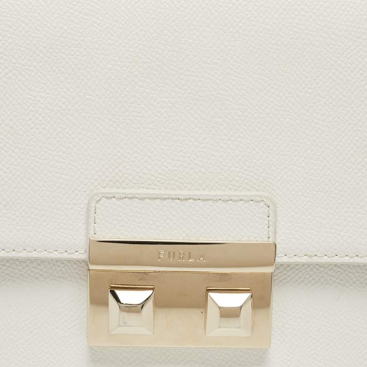 Pre Owned Furla White Leather Mini Bella Crossbody Bag