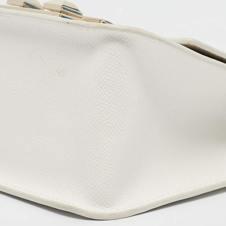 Pre Owned Furla White Leather Mini Bella Crossbody Bag