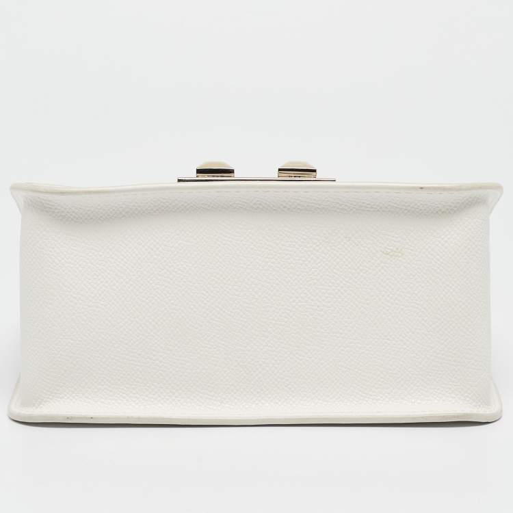 Pre Owned Furla White Leather Mini Bella Crossbody Bag
