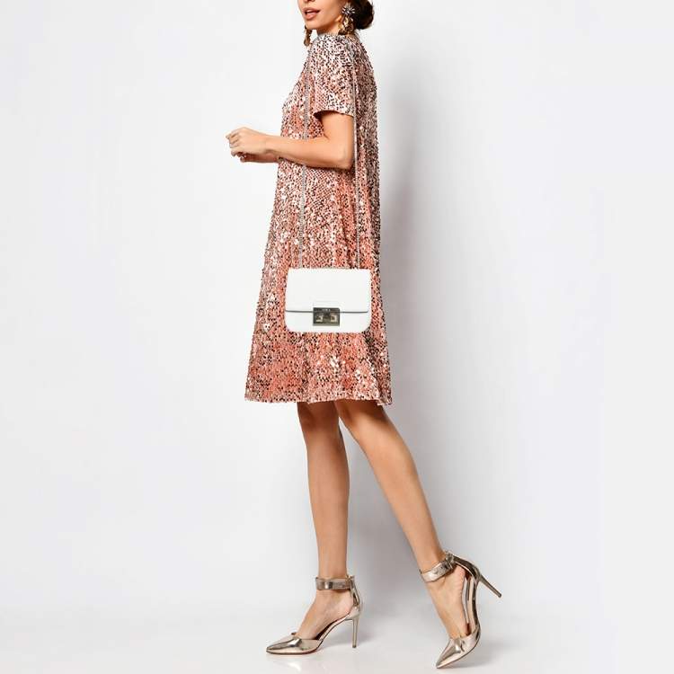Pre Owned Furla White Leather Mini Bella Crossbody Bag