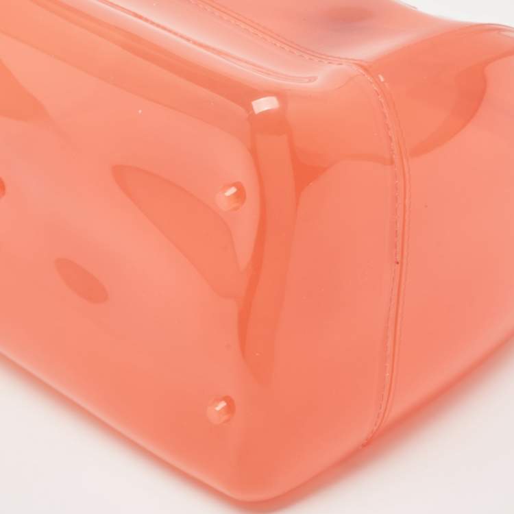Pre Owned Furla Light Red Rubber Medium Candy Satchel