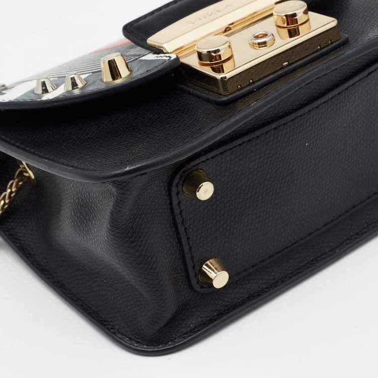 Pre Owned Furla Multicolor Leather Mini Music Theme Metropolis Crossbody Bag