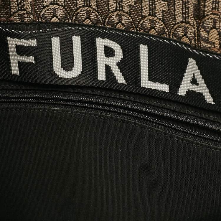 Pre Owned Furla Brown Jacquard Canvas Large Opportunity Tote