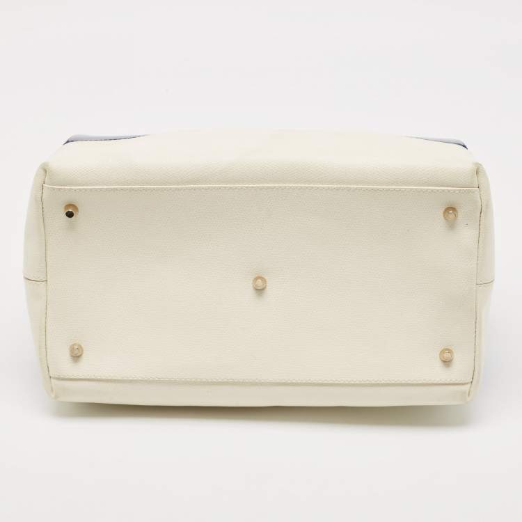 Pre Owned Furla Blue/White Rubber and Leather Candy Flap Satchel