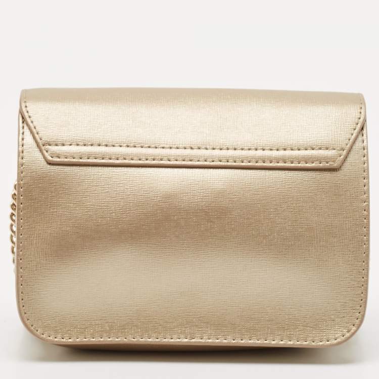 Pre Owned Furla Pale Gold Leather Mini Metropolis Crossbody Bag