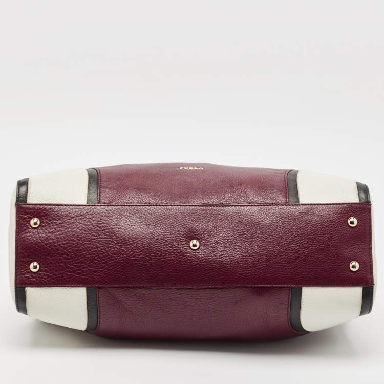 Pre Owned Furla Tricolor Leather Triple Compartment Tote