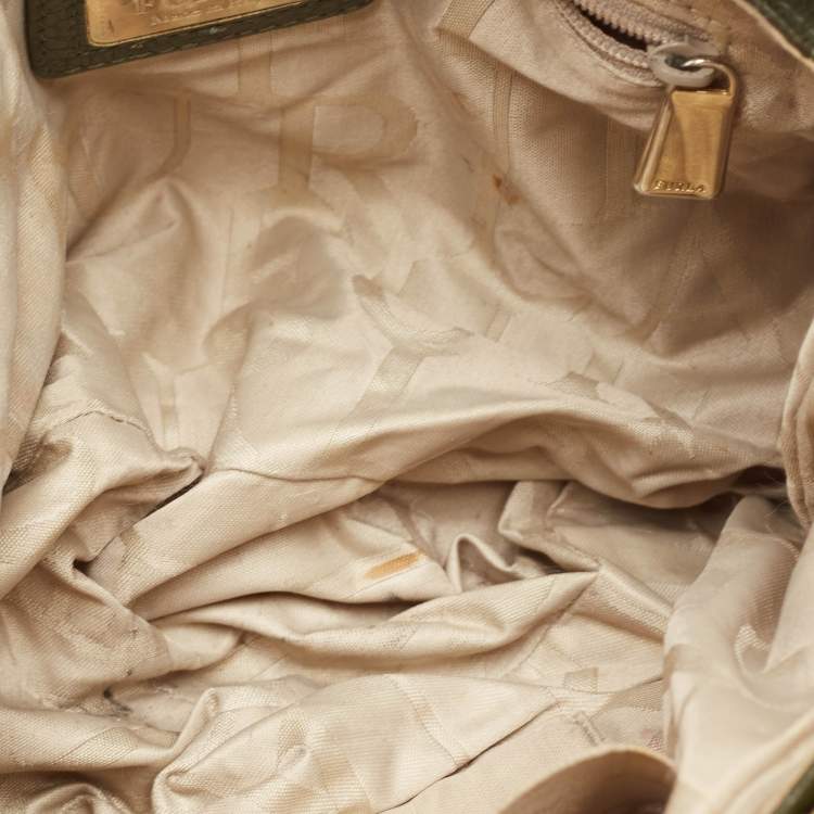 Pre Owned Furla Green/Yellow Leather Globetrotter Messenger Bag