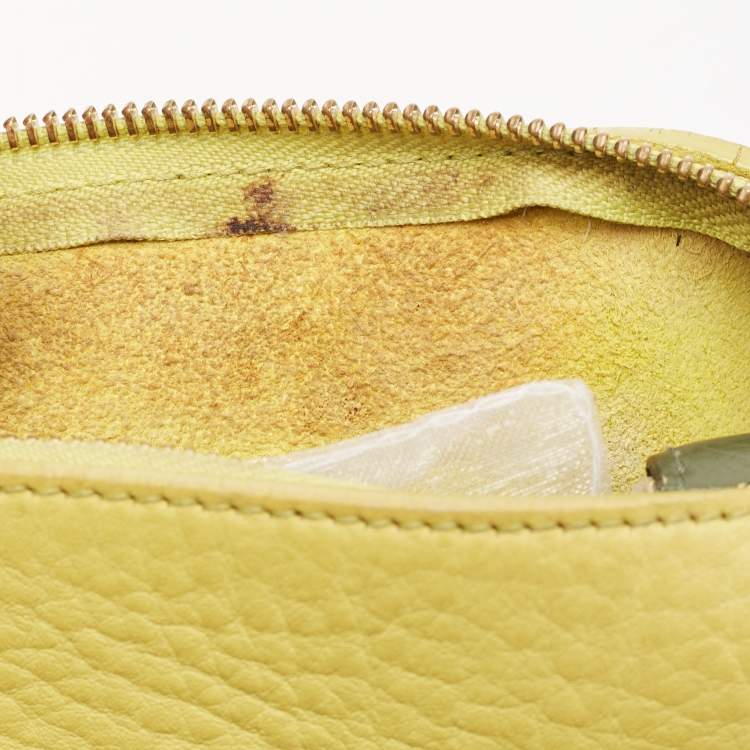 Pre Owned Furla Green/Yellow Leather Globetrotter Messenger Bag