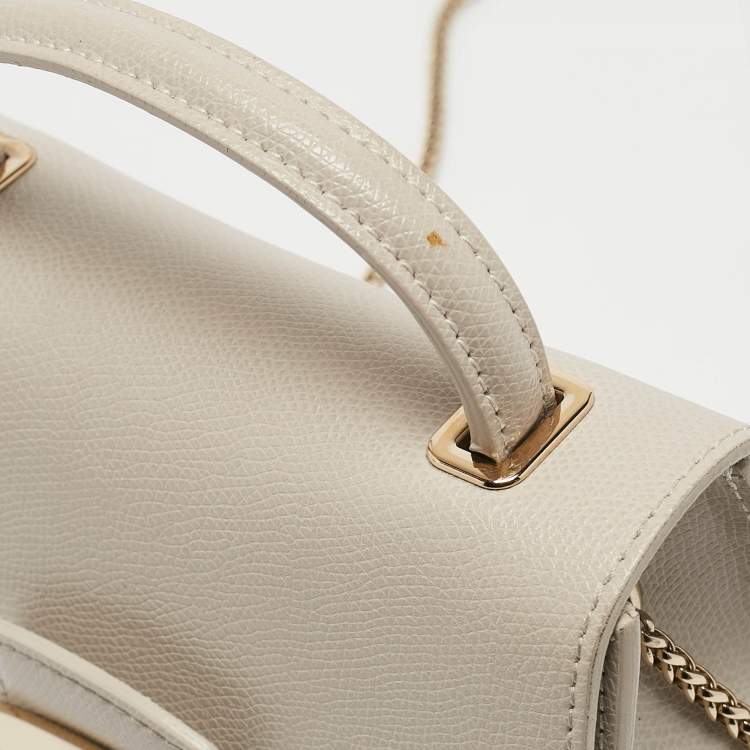Pre Owned Furla Light Beige Leather Mini Metropolis Top Handle Bag