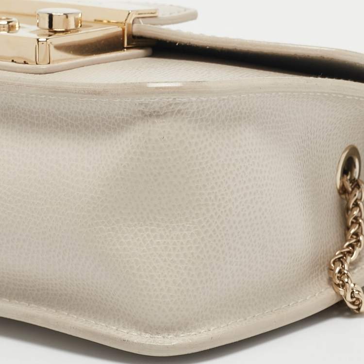 Pre Owned Furla Light Beige Leather Mini Metropolis Top Handle Bag