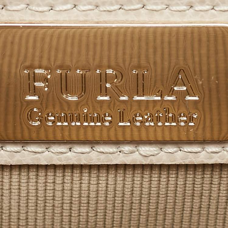 Pre Owned Furla Light Beige Leather Mini Metropolis Top Handle Bag