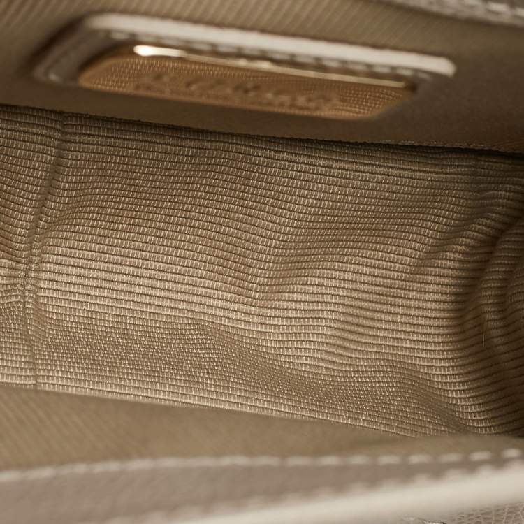 Pre Owned Furla Light Beige Leather Mini Metropolis Top Handle Bag
