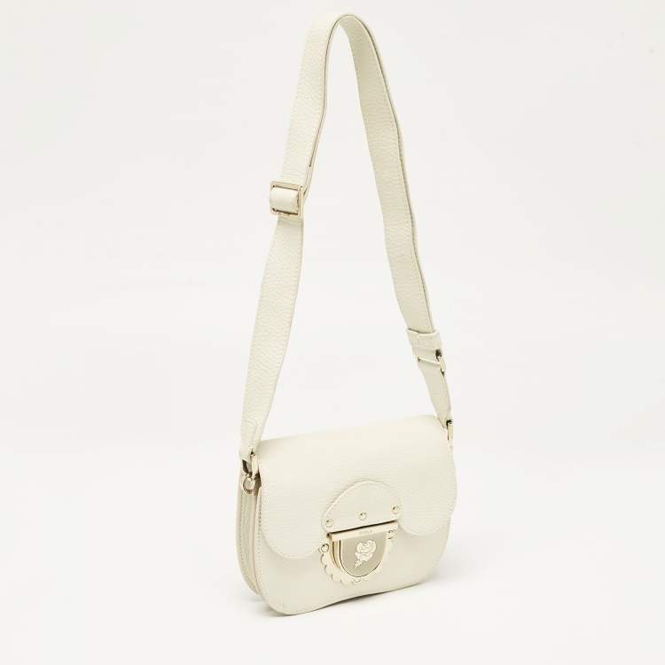 Pre Owned Furla Off White Leather Mini Ducale Shoulder Bag