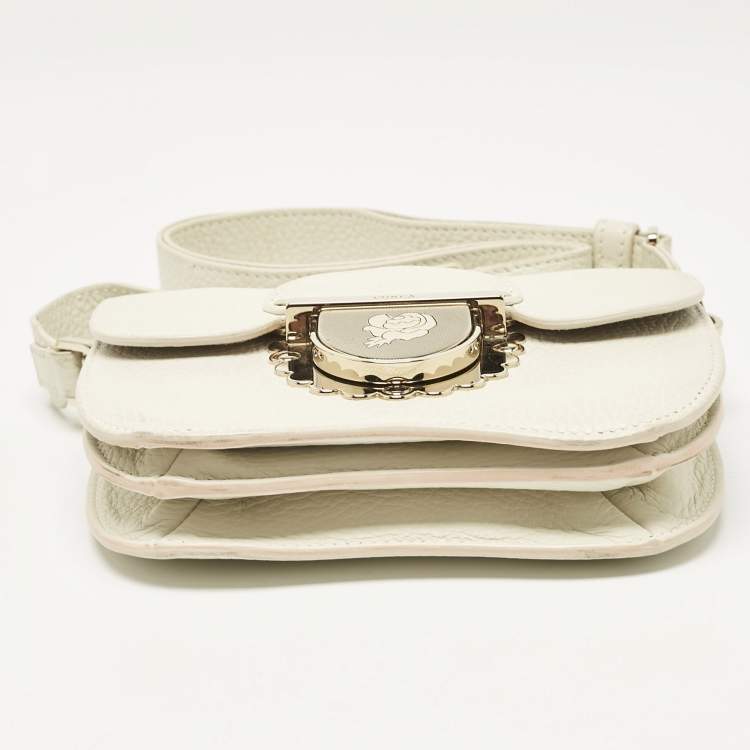 Pre Owned Furla Off White Leather Mini Ducale Shoulder Bag