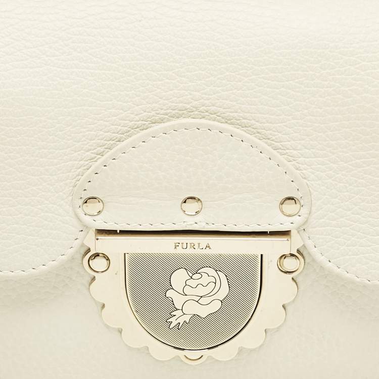 Pre Owned Furla Off White Leather Mini Ducale Shoulder Bag
