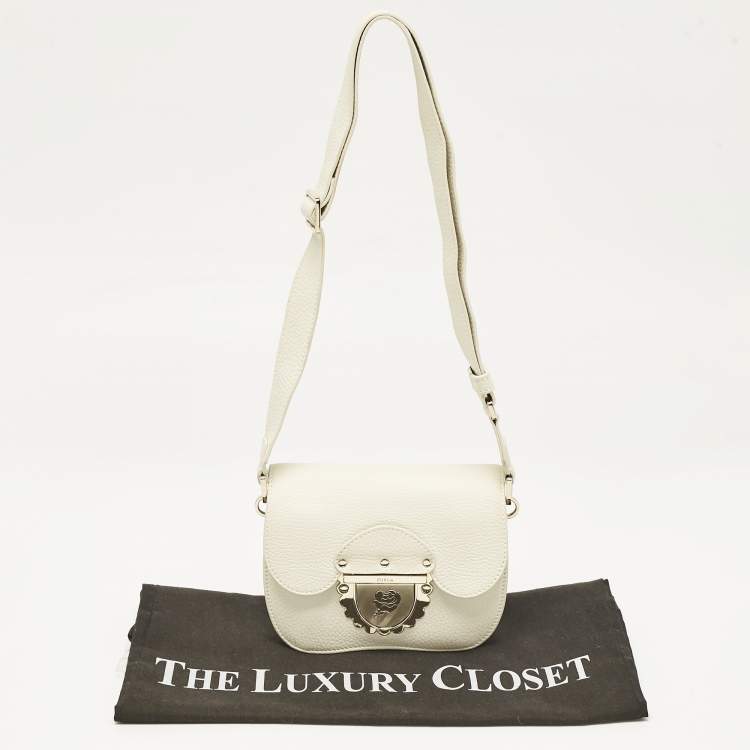 Pre Owned Furla Off White Leather Mini Ducale Shoulder Bag