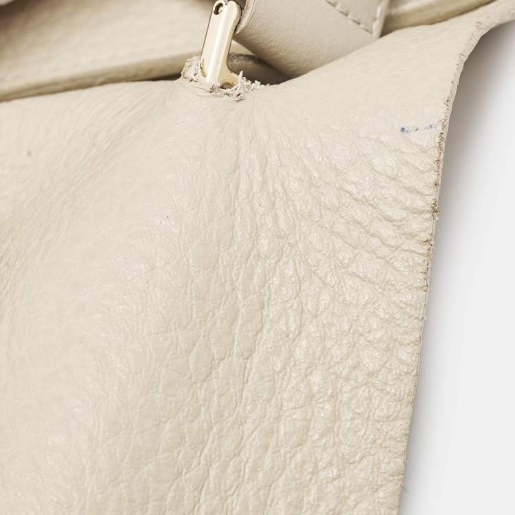 Pre Owned Furla Light Beige Leather Medium Capriccio Top Handle Bag