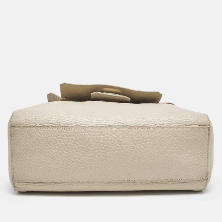 Pre Owned Furla Light Beige Leather Medium Capriccio Top Handle Bag