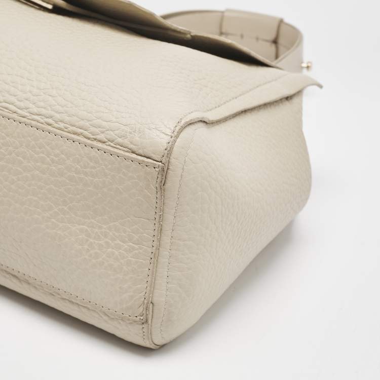 Pre Owned Furla Light Beige Leather Medium Capriccio Top Handle Bag