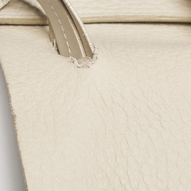 Pre Owned Furla Light Beige Leather Medium Capriccio Top Handle Bag