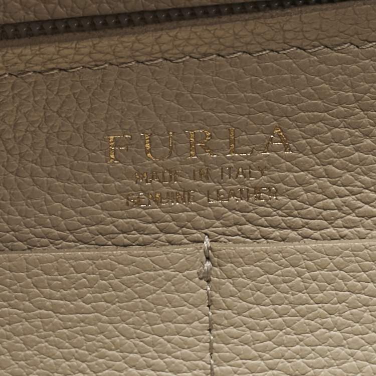 Pre Owned Furla Light Beige Leather Medium Capriccio Top Handle Bag
