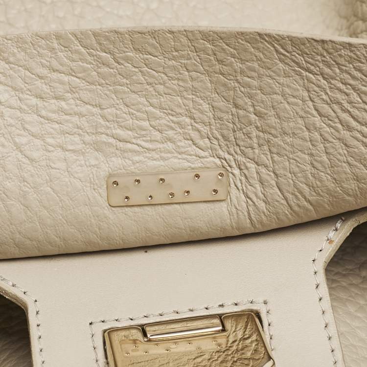 Pre Owned Furla Light Beige Leather Medium Capriccio Top Handle Bag