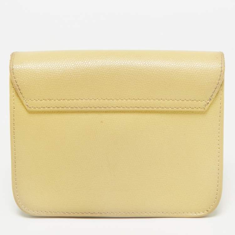 Pre Owned Furla Yellow Leather Mini Metropolis Chain Crossbody Bag