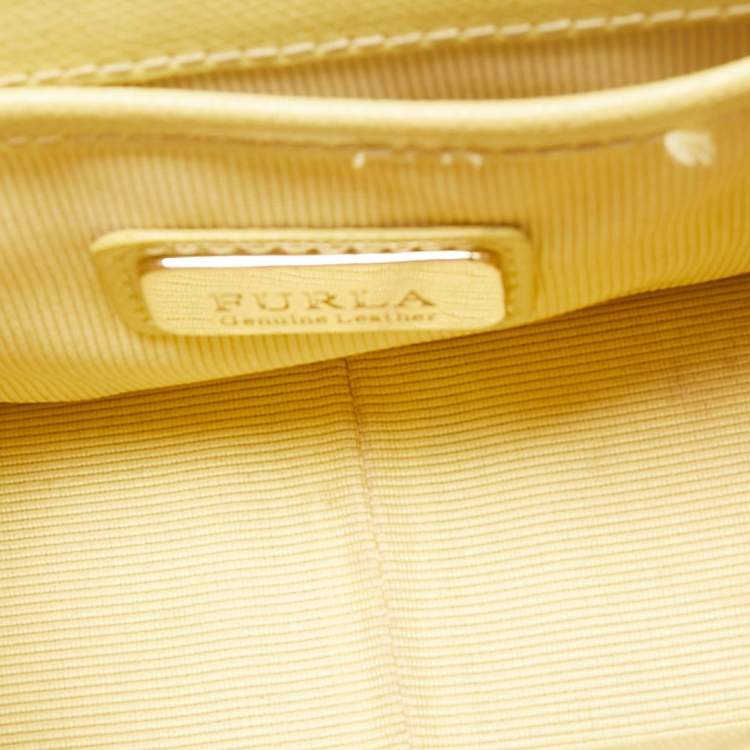 Pre Owned Furla Yellow Leather Mini Metropolis Chain Crossbody Bag