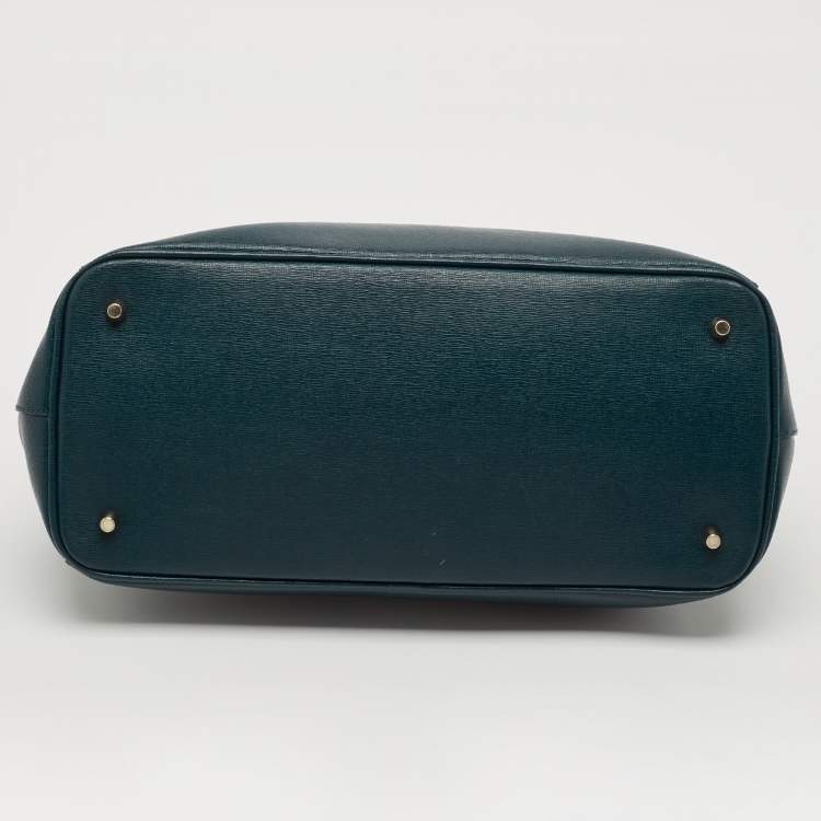 Pre Owned Furla Teal Green Leather Linda Tote