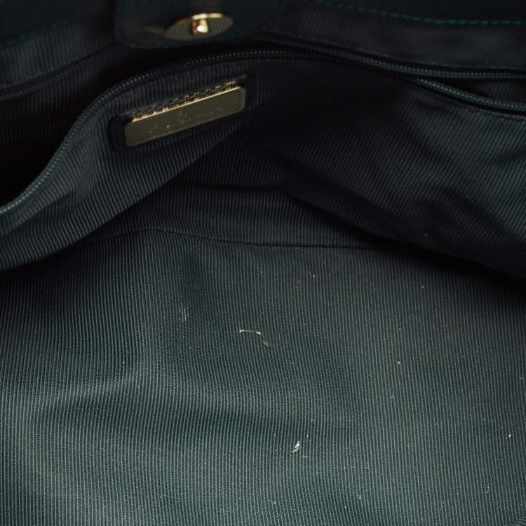 Pre Owned Furla Teal Green Leather Linda Tote