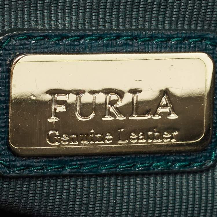 Pre Owned Furla Teal Green Leather Linda Tote