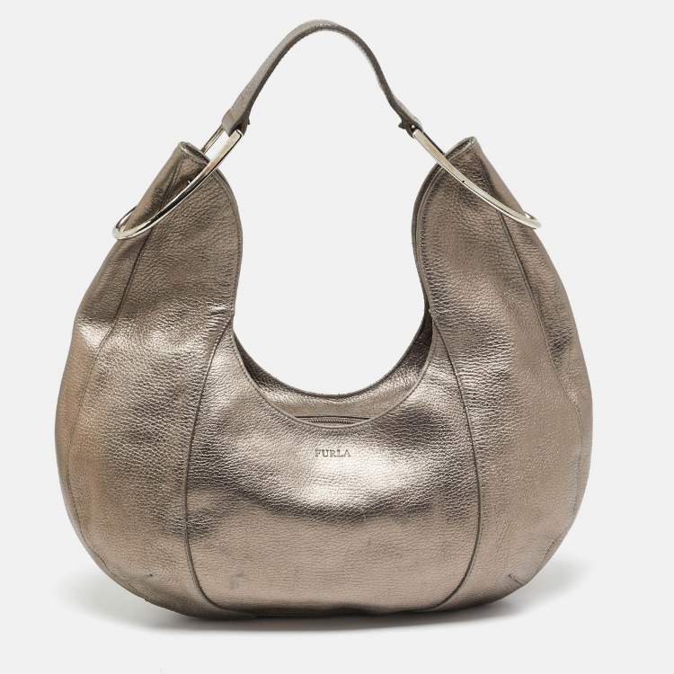 Pre Owned Furla Metallic Leather Hobo