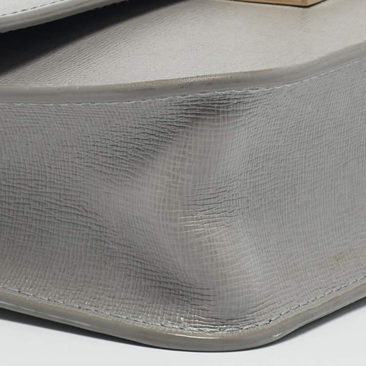 Pre Owned Furla Grey Saffiano Leather Mini Metropolis Crossbody Bag