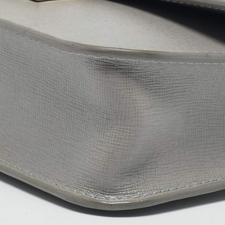 Pre Owned Furla Grey Saffiano Leather Mini Metropolis Crossbody Bag