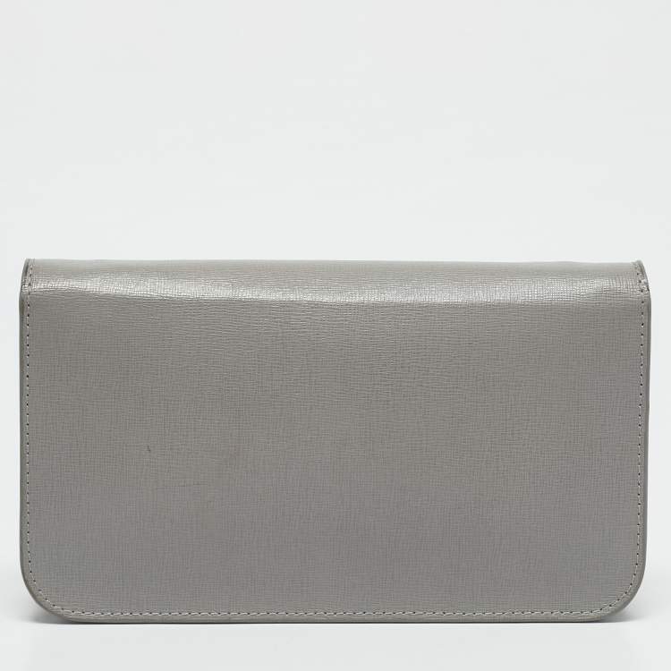 Pre Owned Furla Grey Saffiano Leather Mini Metropolis Crossbody Bag