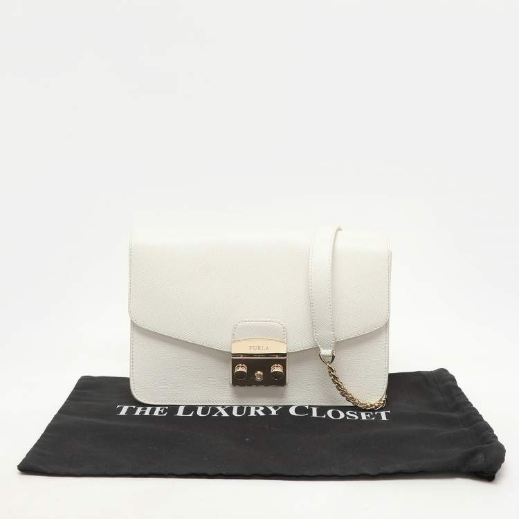Pre Owned Furla White Leather Metropolis Shoulder Bag