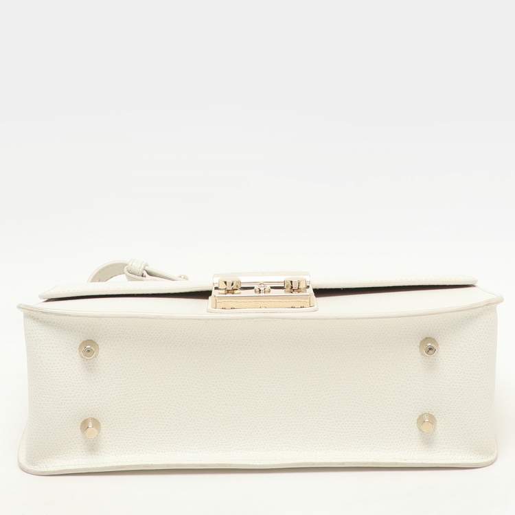 Pre Owned Furla White Leather Metropolis Shoulder Bag